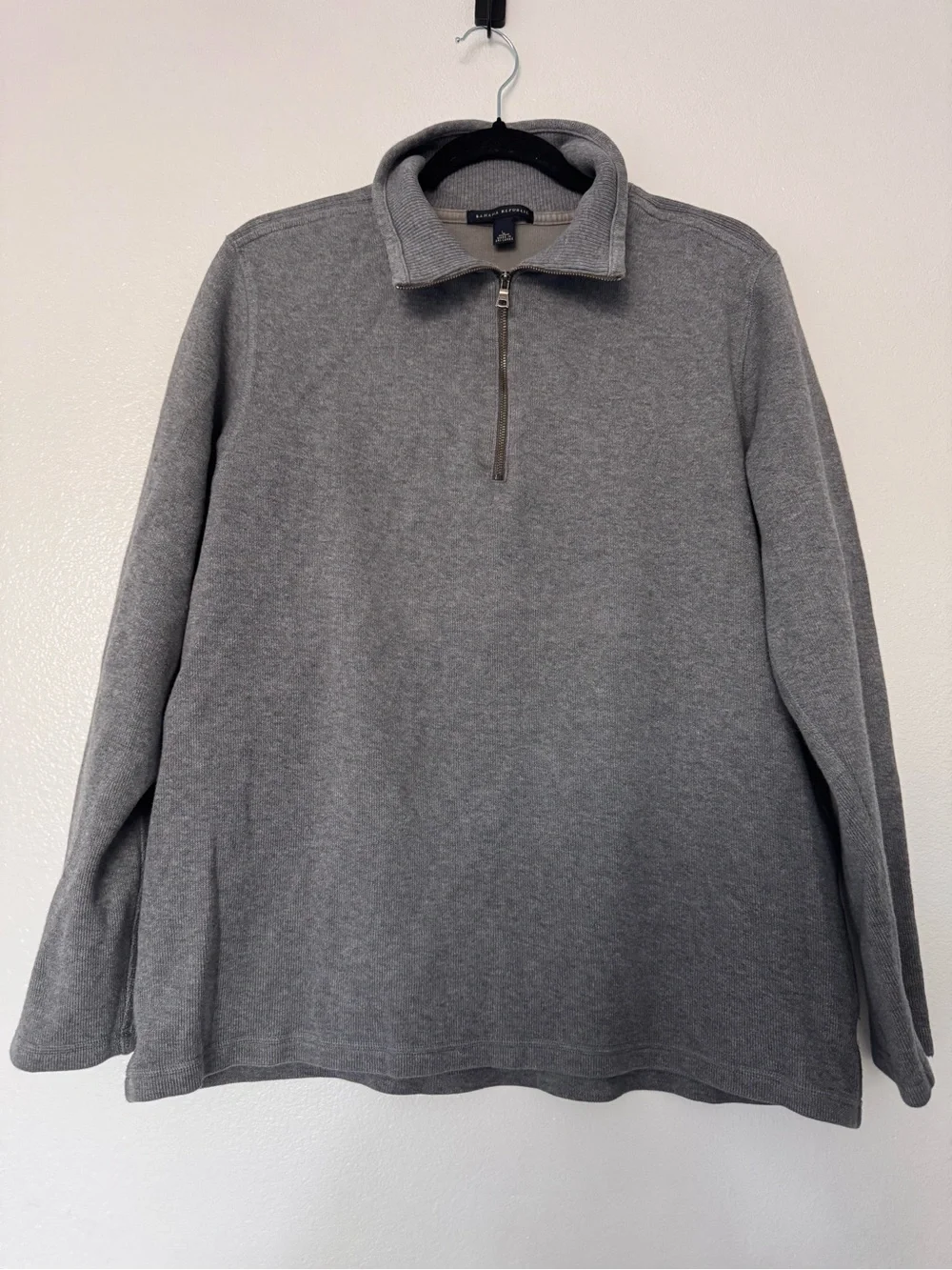 Banana Republic Men's Gray Half-Zip Pullover Sweater size large quarter zip